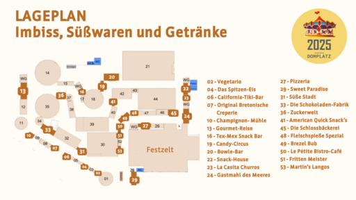 Lageplan Imbiss, Süßwaren und Getränke